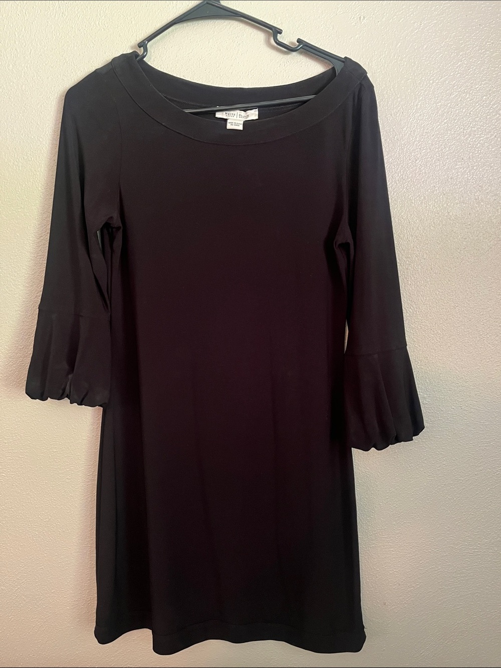 Black Mini Dress with Fluted 3/4 Sleeves